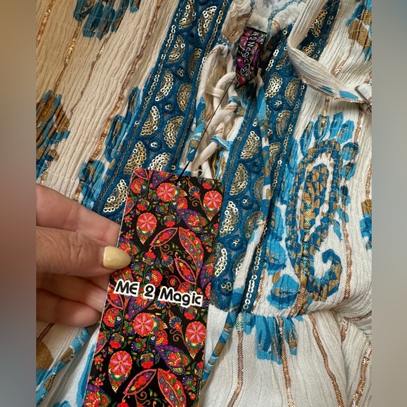 ME 2 MAGIC NWT Blue and White Floral Maxi Dress SIZE XL - Picture 6 of 6